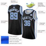 Personalized Black Light Blue White Geometric Stripes Basketball Jersey Custom Name Number Authentic City Edition Personalized