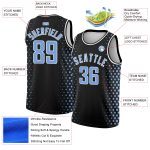 Custom Name and Number Personalized Black Light Blue-White Halftone Basketball Jersey - Authentic City Edition Mens Jersey