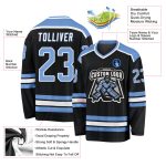 Custom Name Number Hockey Jersey - Personalized Black Light Blue White Team Jersey Personalized Black Light Blue-White Hockey