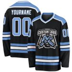 Custom Black Light Blue White Hockey Jersey - Personalized Sports Apparel Personalized Black Light Blue-White Hockey Jersey