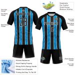 Personalized Black Light Blue White Lines Volleyball Jersey Uniform Personalized Black Light Blue-White Lines Sublimation