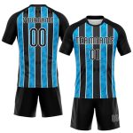 Personalized Black Light Blue White Lines Volleyball Jersey Uniform Personalized Black Light Blue-White Lines Sublimation