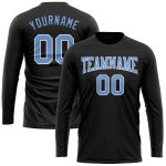 Personalized Black Light Blue White Long Sleeve Performance Shirt for Men Women Personalized Black Light Blue-White Long