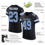 Custom Black Light Blue White Mesh Football Jersey with Personalized Name and Number - Authentic Team Gear Personalized Black
