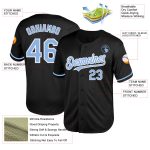 Customizable Black Light Blue-White Mesh Baseball Jersey with Team Name and Number, Authentic Throwback Design Personalized