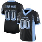 Personalized Black Light Blue White Drift Fashion Football Jersey for Men Personalized Black Light Blue-White Mesh Drift