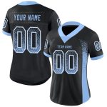 Custom Black Light Blue White Mesh Drift Fashion Football Jersey with Personalized Name and Number Personalized Black Light