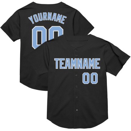 Personalized Black Light Blue White Baseball Jersey Throwback Style 2 Personalized Black Light Blue-White Mesh Throwback