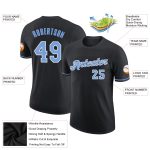 Personalized Performance T-Shirt in Black Light Blue and White Color Personalized Black Light Blue-White Performance T-Shirt