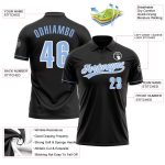 Personalized Black Light Blue White Vapor Golf Polo Shirt - Performance Fit for Comfort & Style Personalized Black Light