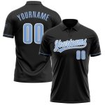 Personalized Black Light Blue White Vapor Golf Polo Shirt - Performance Fit for Comfort & Style Personalized Black Light
