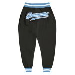 Custom Team Name and Number Sports Pants in Black Light Blue-White, Personalized Athletic Wear Personalized Black Light Blue-White