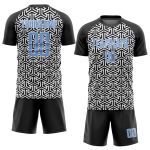 Custom Name and Number Soccer Jersey - Personalized Black Light Blue-White Sublimation Team Uniform Personalized Black Light