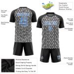 Custom Name and Number Soccer Jersey - Personalized Black Light Blue-White Sublimation Team Uniform Personalized Black Light