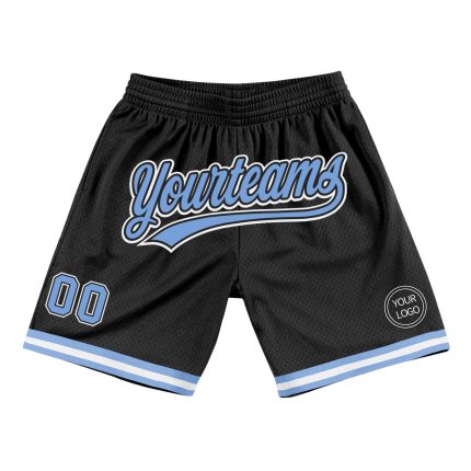 Personalized Black Light Blue White Throwback Basketball Shorts for Men 3 Personalized Black Light Blue-White Throwback Basketball