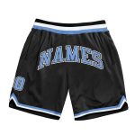 Personalized Basketball Shorts in Black Light Blue-White Throwback Style Personalized Black Light Blue-White Throwback Basketball