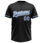 Personalized Unisex Softball Jersey - Black Light Blue-White Two-Button Design Personalized Black Light Blue-White Two-Button