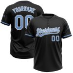 Personalized Unisex Softball Jersey - Black Light Blue-White Two-Button Design Personalized Black Light Blue-White Two-Button