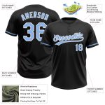Personalized Unisex Softball Jersey - Black Light Blue-White Two-Button Design Personalized Black Light Blue-White Two-Button