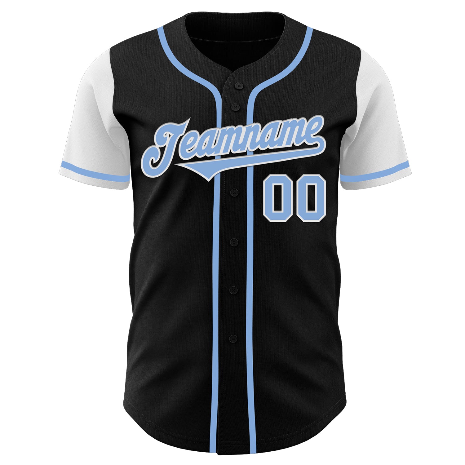 Personalized Black Light Blue White Baseball Jersey Two Tone Design Personalized Black Light Blue-White Two Tone Baseball - Image 2