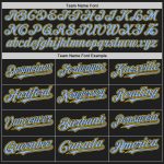 Personalized Black Light Blue Yellow Baseball Jersey with Raglan Sleeves Personalized Black Light Blue-Yellow Raglan Sleeves
