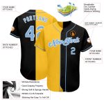 Personalized Black Light Blue Yellow Split Fashion Baseball Jersey for Men and Women Personalized Black Light Blue-Yellow