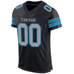 Custom Personalized Football Jersey - Black Light Gray Panther Blue Mesh with Custom Name and Number Personalized Black Light