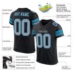 Personalized Black and Gray Panther Blue Mesh Football Jersey for Kids and Adults Personalized Black Light Gray-Panther Blue