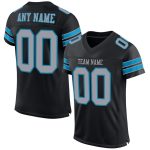 Personalized Black and Gray Panther Blue Mesh Football Jersey for Kids and Adults Personalized Black Light Gray-Panther Blue