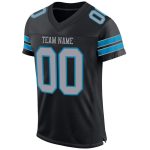 Personalized Black and Gray Panther Blue Mesh Football Jersey for Kids and Adults Personalized Black Light Gray-Panther Blue