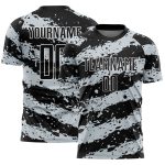 Personalized Soccer Uniform Jersey - Black Light Gray White Splash Sublimation Design Personalized Black Light Gray-White
