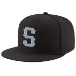 Personalized Adjustable Snapback Hat Black Light Gray White Stitched Design Personalized Black Light Gray-White Stitched