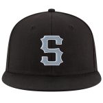 Personalized Adjustable Snapback Hat Black Light Gray White Stitched Design Personalized Black Light Gray-White Stitched