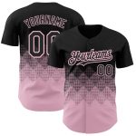 Personalized 3D Gradient Square Pattern Black Light Pink Baseball Jersey Custom Name & Number Personalized Black Light Pink