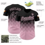 Personalized 3D Gradient Square Pattern Black Light Pink Baseball Jersey Custom Name & Number Personalized Black Light Pink