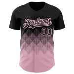 Personalized 3D Gradient Square Pattern Black Light Pink Baseball Jersey Custom Name & Number Personalized Black Light Pink