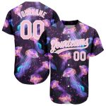 Personalized 3D Jellyfish Baseball Jersey - Black Light Pink and White Ocean Design Personalized Black Light Pink-White 3D