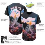 Personalized 3D Jellyfish Underwater Design Baseball Jersey - Black Light Pink and White Personalized Black Light Pink-White