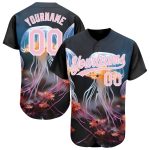 Personalized 3D Jellyfish Underwater Life Baseball Jersey with Custom Name & Number - Black Light Pink-White Design Personalized
