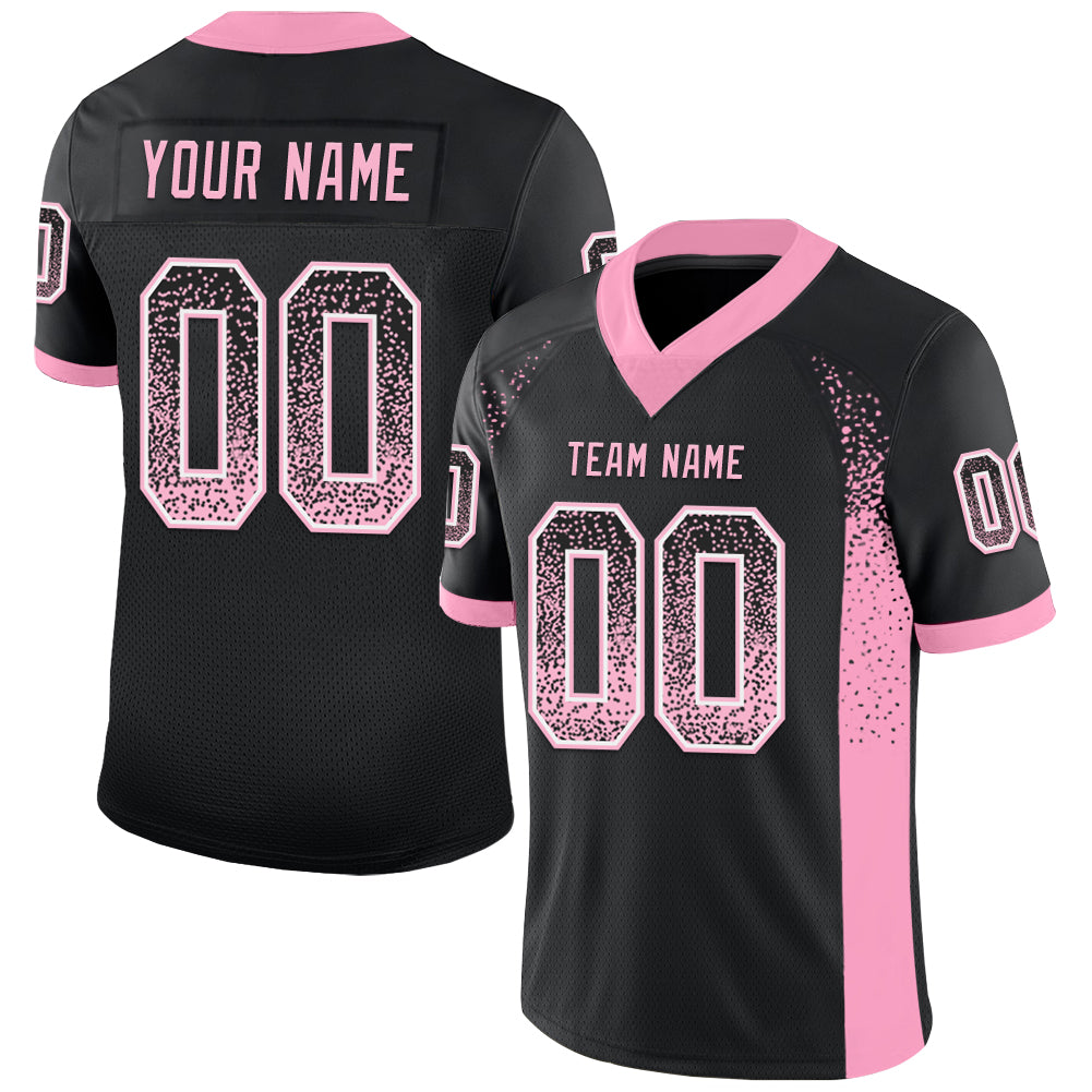 Personalized Black Light Pink White Mesh Drift Football Jersey for Stylish Fans Personalized Black Light Pink-White Mesh
