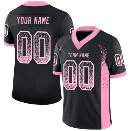 Personalized Custom Name Number Black Light Pink White Mesh Football Jersey Drift Team Personalized Black Light Pink-White