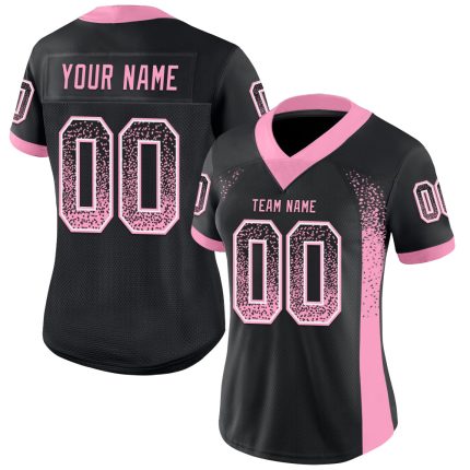 Personalized Black Light Pink White Mesh Drift Football Jersey for Stylish Fans Personalized Black Light Pink-White Mesh