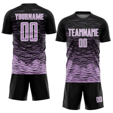 Personalized Sublimation Soccer Jersey - Black Light Purple White Line Uniform Personalized Black Light Purple-White Line