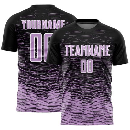 Personalized Sublimation Soccer Jersey - Black Light Purple White Line Uniform Personalized Black Light Purple-White Line