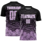 Custom Name Number Sublimation Soccer Jersey - Personalized Black Light Purple-White Line Team Uniform Personalized Black
