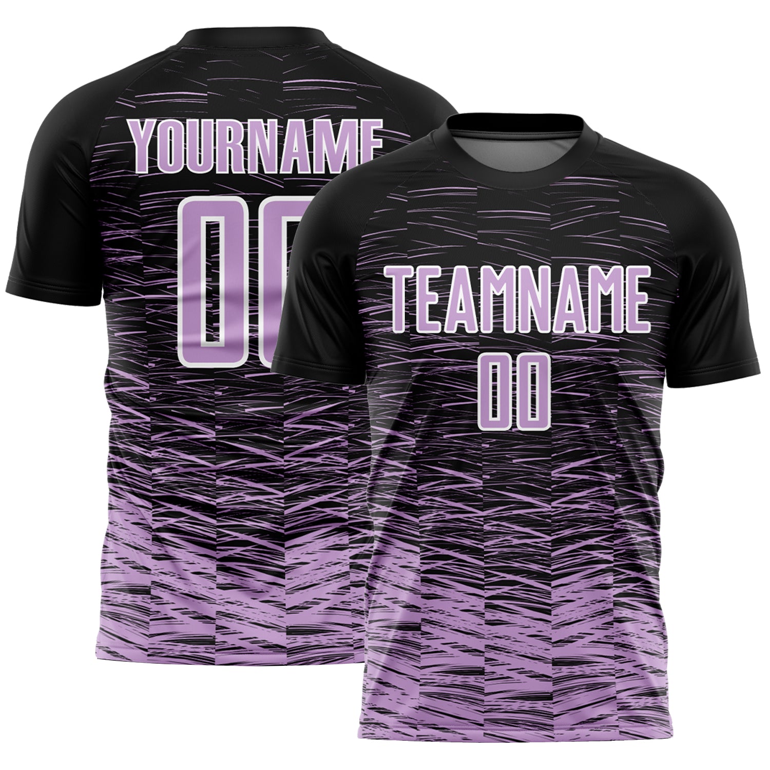 Custom Name Number Sublimation Soccer Jersey - Personalized Black Light Purple-White Line Team Uniform Personalized Black
