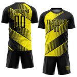 Personalized Black Light Yellow Line Soccer Jersey Uniform for Men and Women Personalized Black Light Yellow Line Sublimation