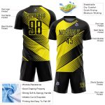 Custom Sublimation Soccer Jersey with Personalized Name and Number - Black Light Yellow Line Team Uniform Personalized Black