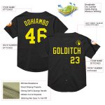 Custom Black Yellow Mesh Throwback Baseball Jersey - Personalized Sports Apparel Personalized Black Light Yellow Mesh Throwback