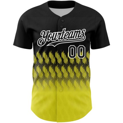 Customizable 3D Lines Black Yellow White Baseball Jersey for Men and Women Personalized Black Light Yellow-White 3D Lines